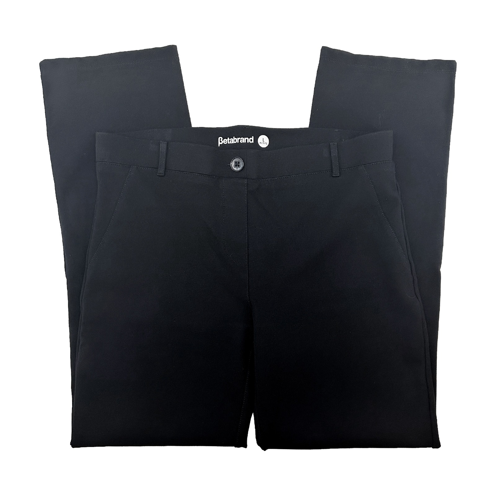 Betabrand Straight Leg Stretch Dress Pants Large Petite Black Minimalist